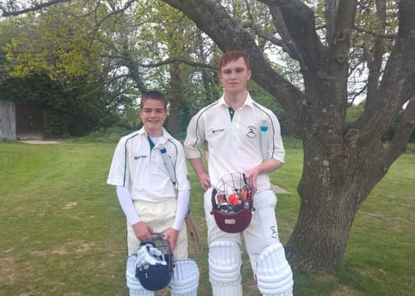 Tom Hinley (left) and Tom Storer (right) who scored 34 not out and 113 not out respectively in the 4th XI league game.