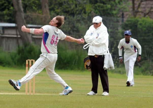 Mike Hales bowls for Pagham against Stirlands  Picture by Kate Shemilt KS1500045-5