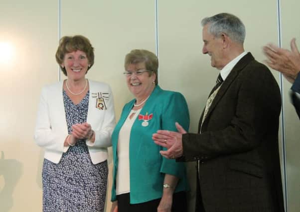Margaret Alford was presented with the British Empire Medal last week SUS-150505-164936001