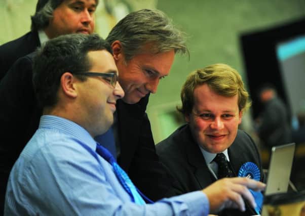 Henry Smith at the Election count at K2 Crawley, West Sussex (Pic by Jon Rigby)
