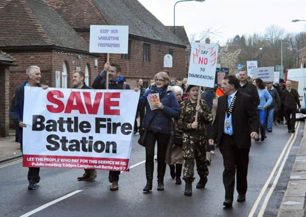 8/4/14- Protest march by Battle residents regarding proposed cuts to fire services. SUS-151105-125830001