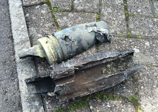 The Fin-stabilized artillery shell, found in a skip at the tip