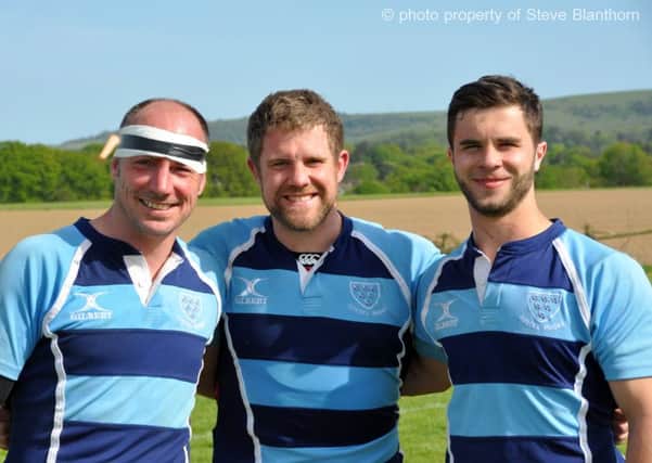 Three Burgess Hill players who represented Sussex Martlets - (from left to right) Dave Wattam (yesterdays Captain), Ben Dewey  (BHRFC 1st XV Captain) and Connor Chatfield.