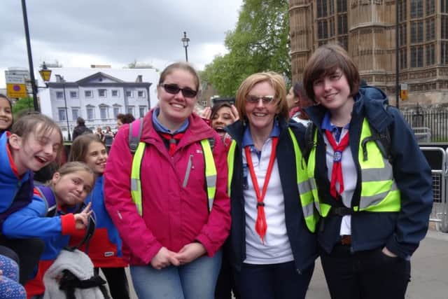 1st Holbrook Guides leader Tracey Miller (centre) with leaders Claire Raynor and Nikki Miller and guides on a visit to Parliament in London - picture contributed
