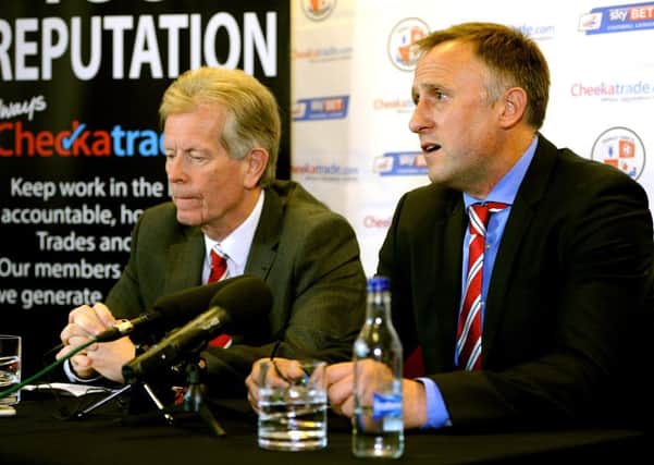 Crawley Town FC unveil new manager Mark Yates (right), with chief executive Michael Dunford (left) 19-05-2015.  SR1510615. Pic by Steve Robards SUS-150519-152836001