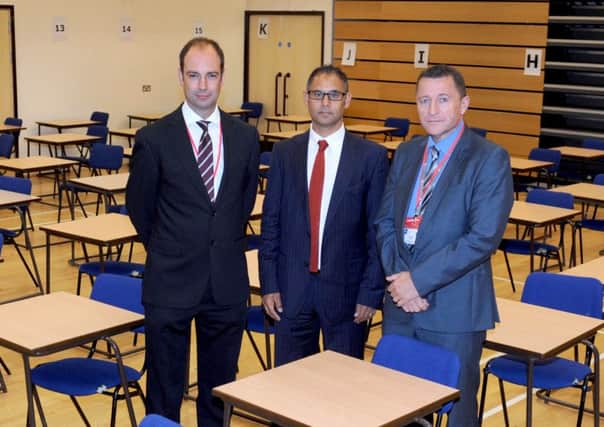 Headteachers speak out about the stress children are under due to changes to the exams system. 19/5/15

L-R: Mark Talbot (Head of The Bishop Bell), Gene Payne (Head of The Causeway School) and Keith Pailthorpe (Head of Eastbourne Academy). SUS-150519-151822001
