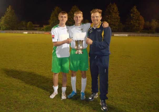 Will Stone (left) celebrates winning the Ryman Youth south with Bognor Regis under-18's