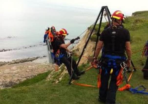 Bexhill and Battle firefighters in action at Beachy Head SUS-150106-110234001