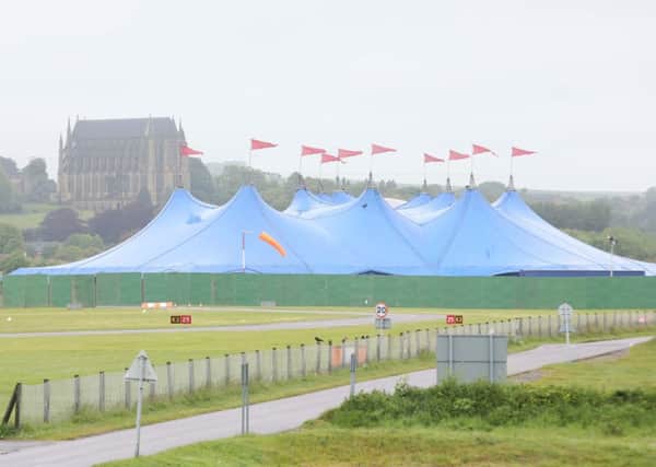 The big top being set up at Shoreham Airport for the Wild Life Festival PHOTO: Eddie Mitchell