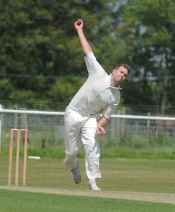 James Bright bowling for Arundel on Saturday