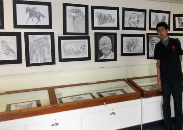 Nicholas McAthur, 14, has had his drawings on display in the Horsham Museum and Art Gallery - picture submitted