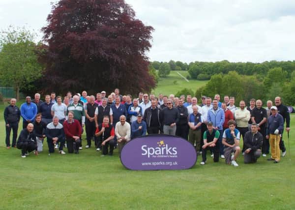 Celebrities and former footballers line-up at Mannings Heath ahead of their charity gold day in aid of Sparks
