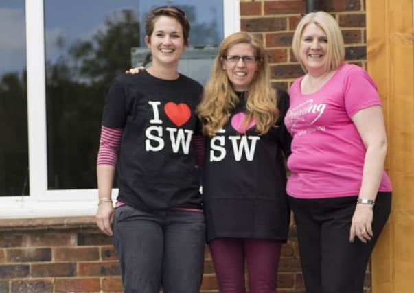 Claire, Sharon and Lucy - Slimming World members who are fundraising for Cancer Research UK SUS-150306-094903001