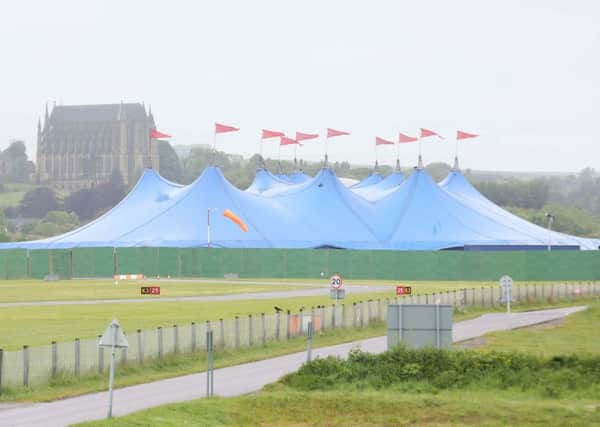 The big top being set up at Shoreham Airport for the Wild Life Festival PHOTO: Eddie Mitchell SUS-150106-111139001