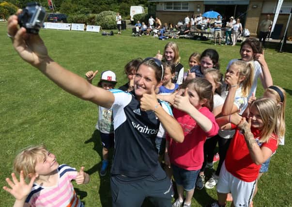 England women's cricketer Sarah Taylor at a club open day SUS-150406-115100002