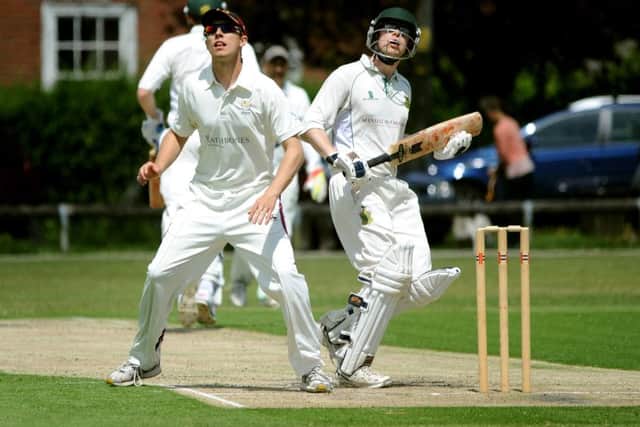 Burgess Hill CC (batting) v Chichester Priory Park. Tom Trowbridge with the bat. Pic SR1512801. Pic Steve Robards SUS-150806-124540001