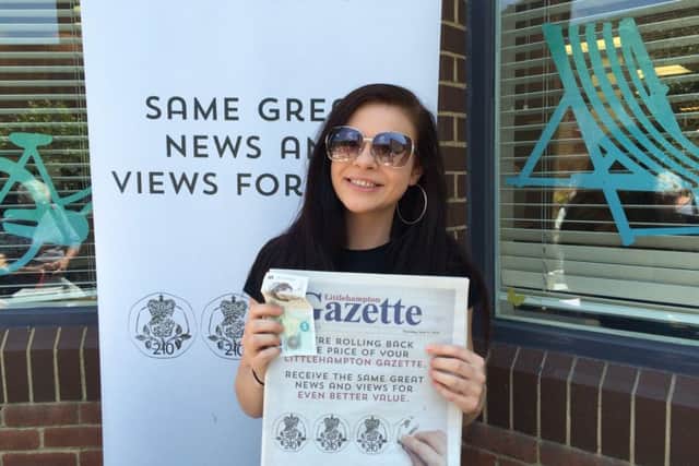 Tahlia Sawyer was the first person to win £5 at the Gazette promotion in Littlehampton