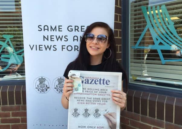 Tahlia Sawyer was the first person to win £5 at the Gazette promotion in Littlehampton
