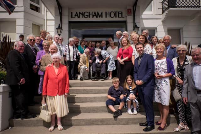 George Kirby, 103, gets married to his girlfriend of 27 years Doreen Luckie, 91. Giving the couple a combined age of 195 years. The couple wed in the Langham Hotel in Eastbourne, East Sussex. June 13 2015. SUS-150615-094559001