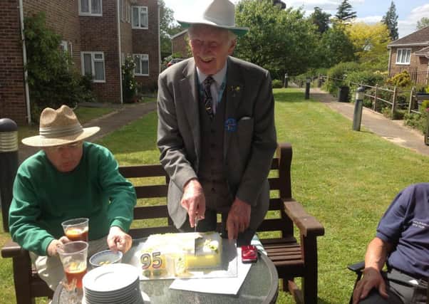 James celebrates 95th birthday  RAFA Housing Ltd in Storrington SUS-150615-132926001
