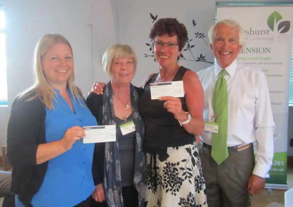 Jayne Todd (left) from Chestnut Tree House, and Rosie Wyer from Dame Vera Lynn Trust (3rd from left) with Sandy Duck and Martin Spurrier of the Billingshurst Chamber of Commerce. SUS-150616-155802001