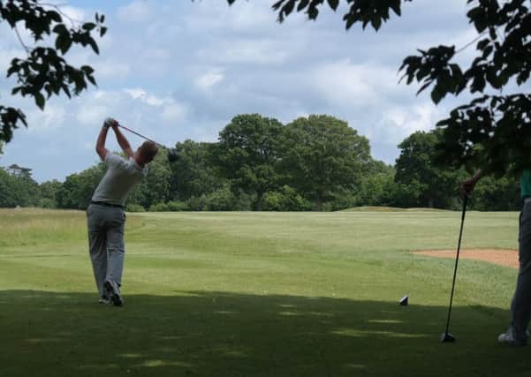 Ifield's Sam Jarvis teeing off on his way to a comprehensive singles victory 7&5 SUS-150615-190455002