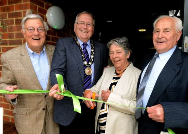 Chairman of Rawson Hall David Robins at its grand reopening earlier this year (far left) with  MSDC Chairman Gorden Marples, Nellie and Cyril Lucas. 02-05-15. Pic Steve Robards SUS-150205-212550001