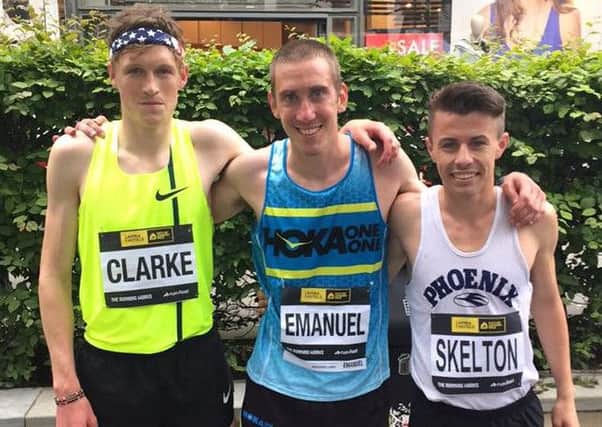 Hastings athletes Adam Clarke, Lee Emanuel and Ross Skelton at the City of London Mile