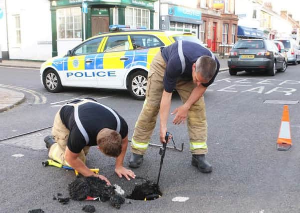 Sinkhole opens in South Street, Tarring. Picture by Eddie Mitchell