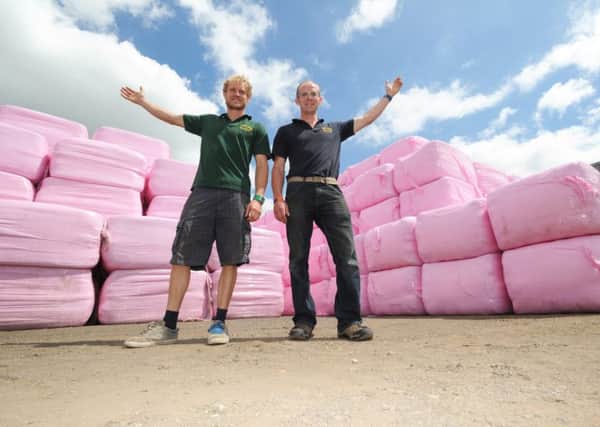 Pink Hay Bale farmers Mike and Geoff Batchelor at Tickfold Farm (Pic by Jon Rigby) SUS-150616-172054008