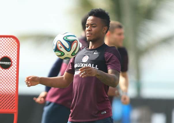 Raheem Sterling trains with England