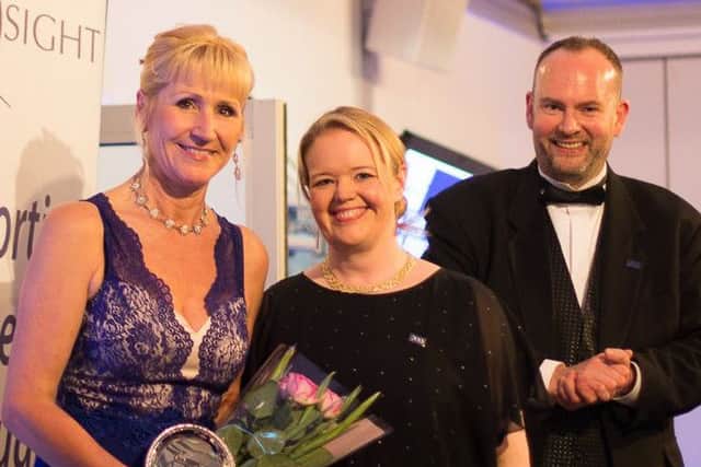 Mandy Whitman was presented with a special award by event sponsor Mott Macdonald team leader Caroline Dugard and recruitment manager Robert Power
