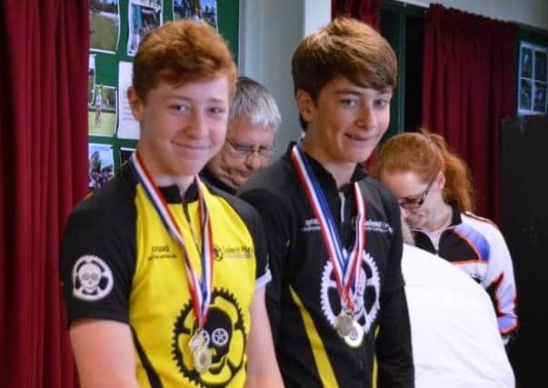 Adam Long and Oscar Warrington collect the Under 15 team winners' medals