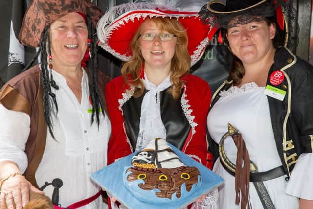 Pirates invaders, from left, Glynis Shepherd, Fiona Greenleves and Kay Bailey