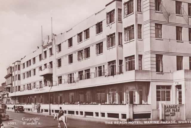 A west-facing view of the Beach Hotel, taken soon after the Second World War SUS-150307-102602003