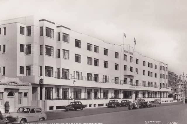 The Beach Hotel around 1960. Nothing much has changed apart from the vintage of the cars parked in the street