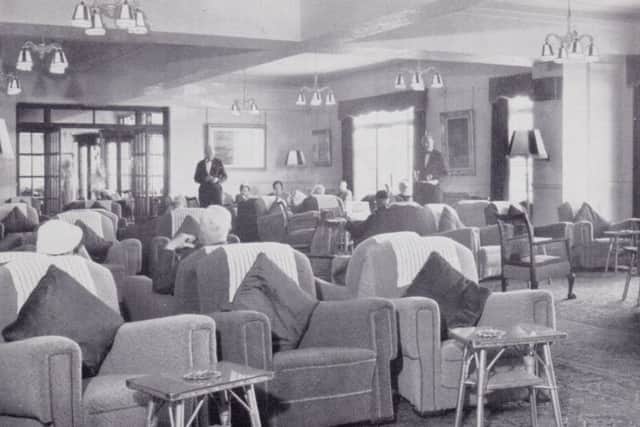 A photograph of the lounge at the Beach Hotel, taken around 1950