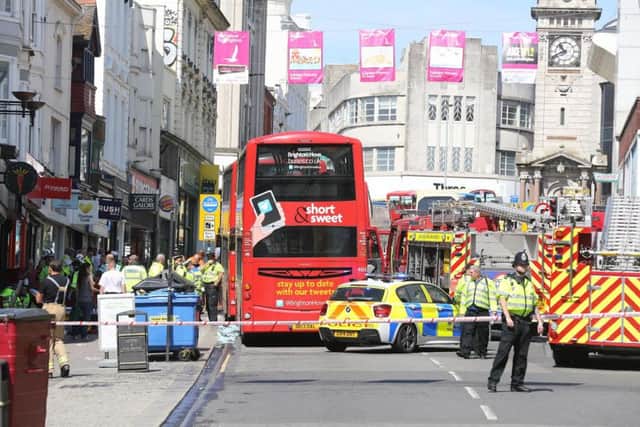 Bus crash in Brighton. Picture by Eddie Mitchell