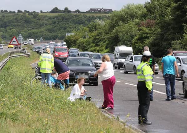 The scene of the crash on the A27          Picture: Eddie Mitchell