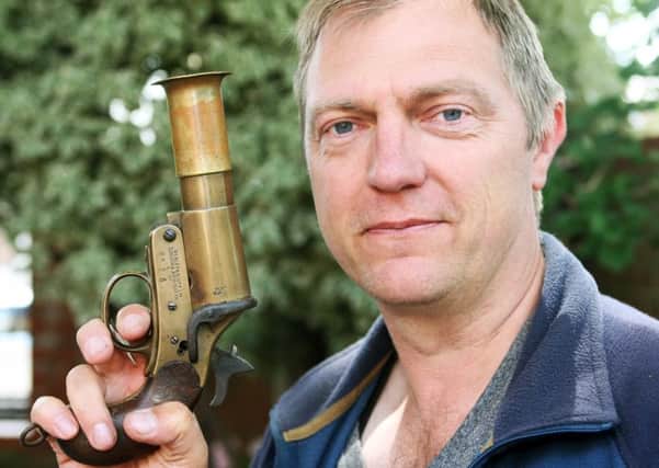 Luke Barber with a flare pistol PICTURES: DEREK MARTIN DM1516837a
