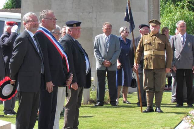 Councillor Vic Walker with the Mayor of Richebourg, Gérard Delahaye, at the service at the cemetery