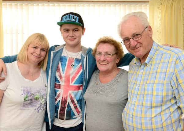 Charlie Hilton with his mum Lynda Hilton and grandparents Pam and Dave Hilton PICTURE BY DEREK MARTIN SH 230914