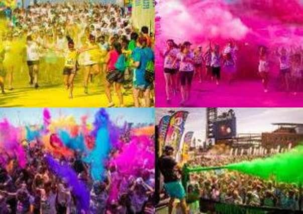 Runners celebrate the festival of colours at the Run or Dye event
