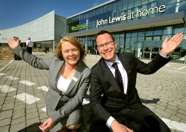 Jo Thomas (Waitrose Store manager) and Nigel Davis (John Lewis Store Manager) open the new stores in Horsham. SR1514070. Pic Steve Robards SUS-150618-102012001