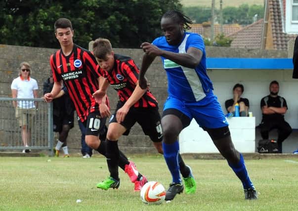 Mussels striker Melford Simpson in action against Albion's under-18 side on Saturday