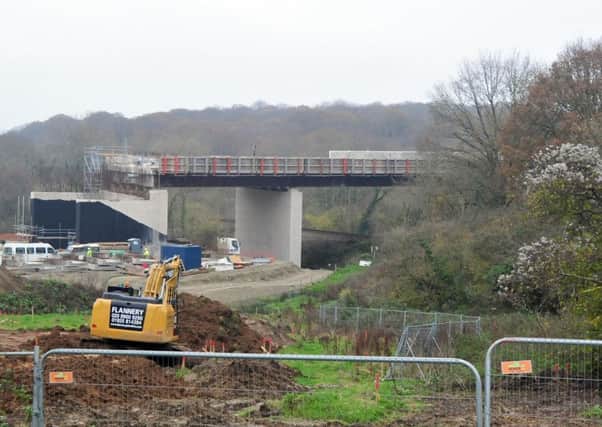 Bridge construction near Upper Wilting Farm in December 2014