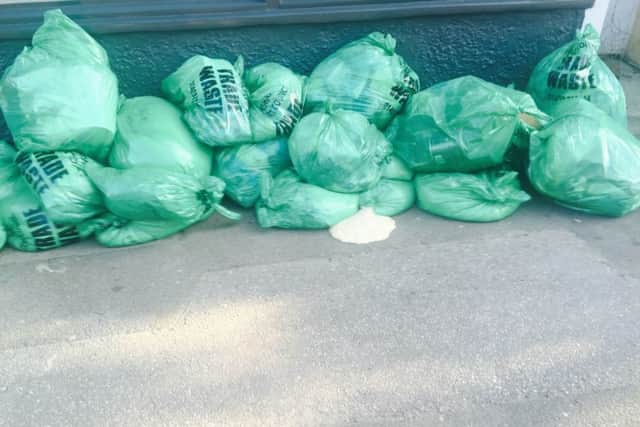 Bags of rubbish left outside Domino's in Pulborough High Street. Photo by John Rice