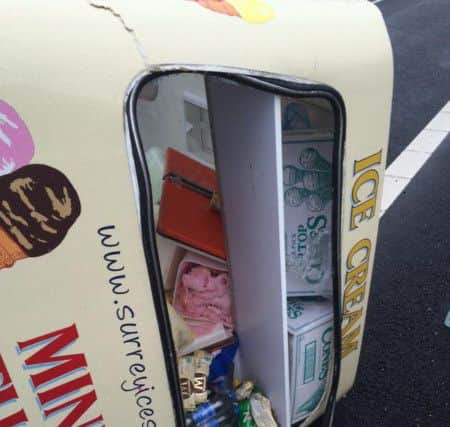 Ice cream started melted after the van overturned on the A23 SUS-150726-122302001