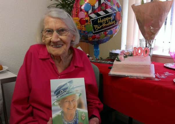 Miriam Fowlie of Broadfield celebrates her 100th birthday with friends and family - staff picture