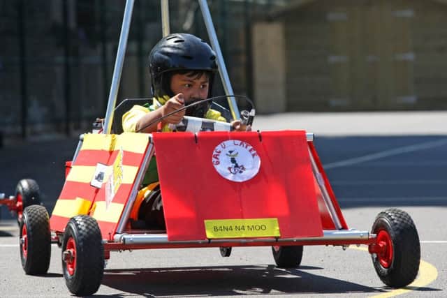 Goblin car race day at Chesswood Middle School, Worthing. George Bautista 11. Photo by Derek Martin